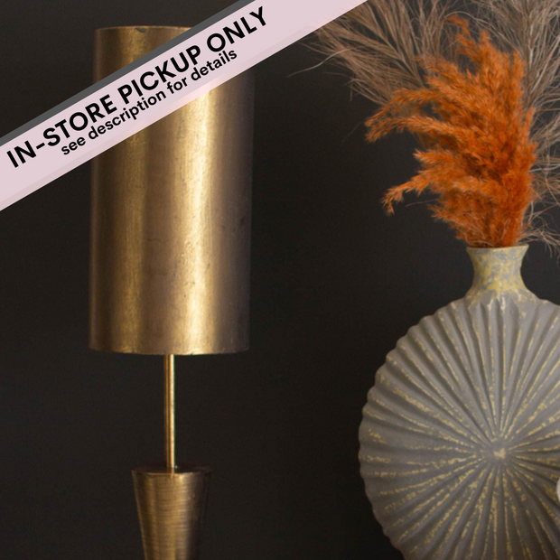 Antique Gold Floor Lamp with Metal Barrel Shades - IN-STORE PICKUP ONLY