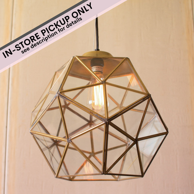 Glass and Antique Gold Metal Faceted Pendant - IN-STORE PICKUP ONLY