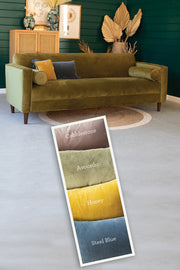 Velvet Sofa with Two Bolster Pillows \ Avocado - IN-STORE PICKUP ONLY