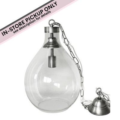 glass bulb pendant light chrome chain