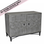 Mango wood grey cabinet iron base