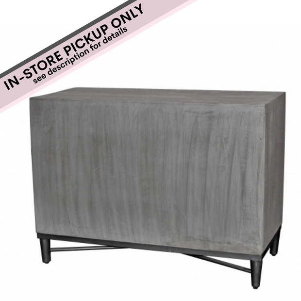 Mango wood grey cabinet iron base